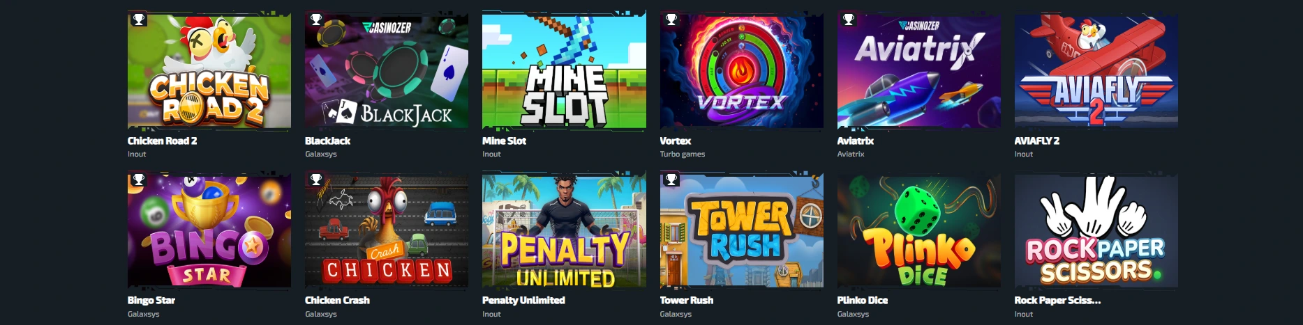 Casinozer mini games.